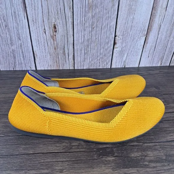 Rothy's The Flat Slip On Ballet Flat Round Toe Marigold Women's Sz 9 Lemon Drop