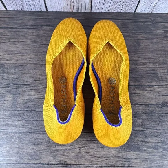Rothy's The Flat Slip On Ballet Flat Round Toe Marigold Women's Sz 9 Lemon Drop