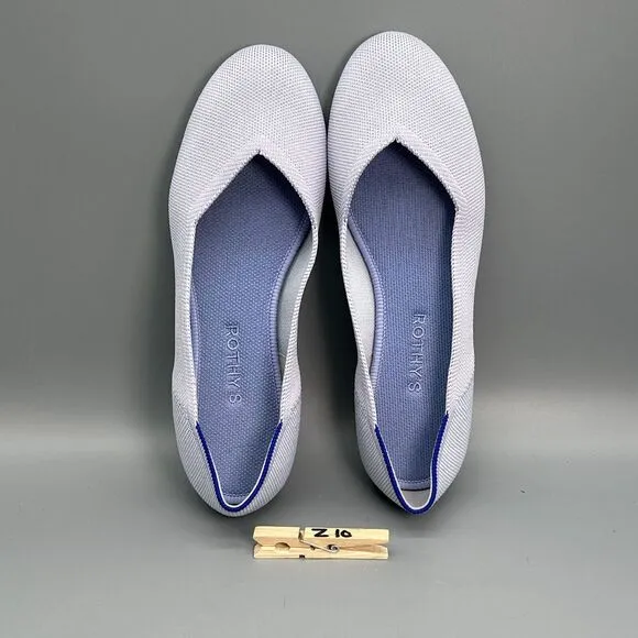 Rothy's The Flat Women's 9.5 Blue Purple Pale Slip Round Toe Comfort Ballet Shoe