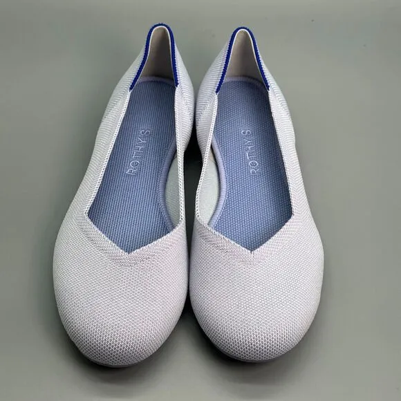 Rothy's The Flat Women's 9.5 Blue Purple Pale Slip Round Toe Comfort Ballet Shoe
