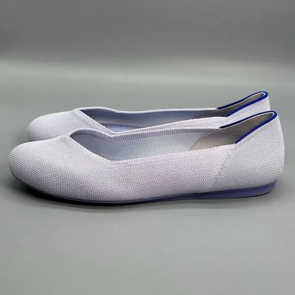 Rothy's The Flat Women's 9.5 Blue Purple Pale Slip Round Toe Comfort Ballet Shoe