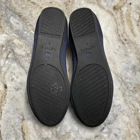Rothys The Flat Women's Navy Blue Round Toe Slip on Flat Shoes