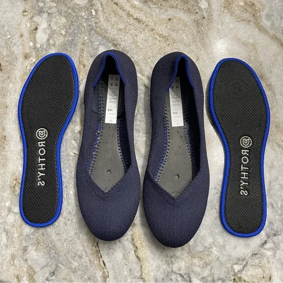 Rothys The Flat Women's Navy Blue Round Toe Slip on Flat Shoes