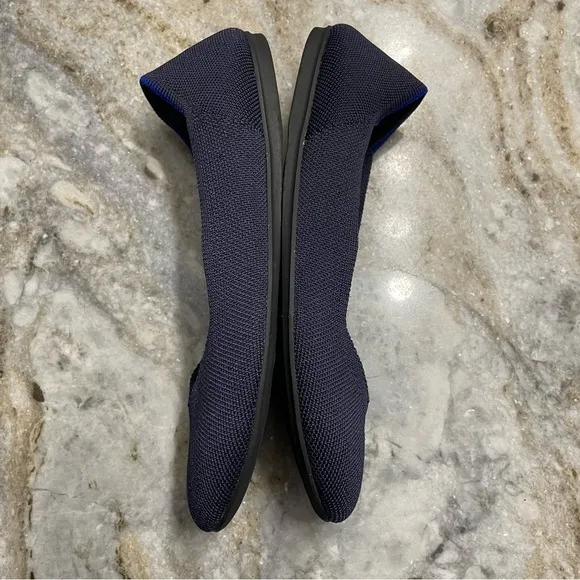 Rothys The Flat Women's Navy Blue Round Toe Slip on Flat Shoes