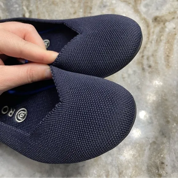 Rothys The Flat Women's Navy Blue Round Toe Slip on Flat Shoes