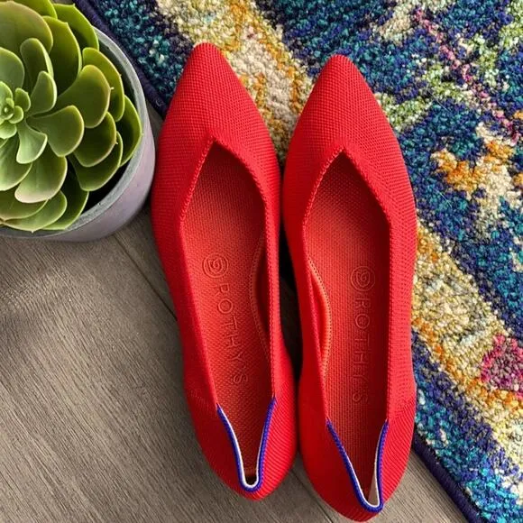 Rothys the point flame red size 9 woman’s flat sh…