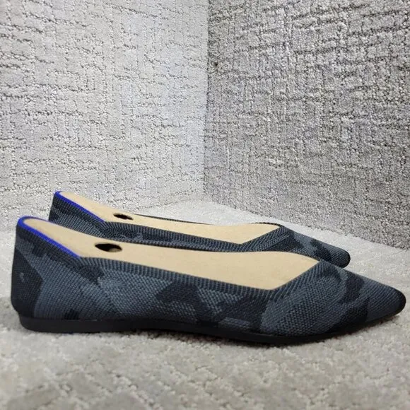 Rothy’s The Point Women's Size 7 US Grey Camo Pointed Toe  Slip on Flat Shoes