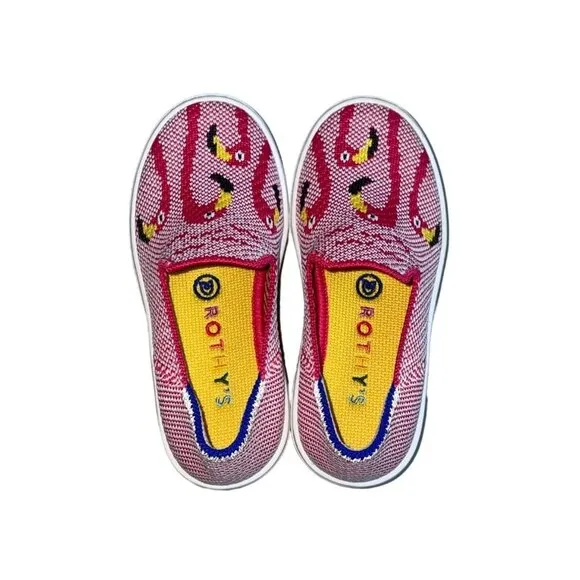Rothys Toddler Girl’s Pink Flamingos Flat Shoes Sz 10