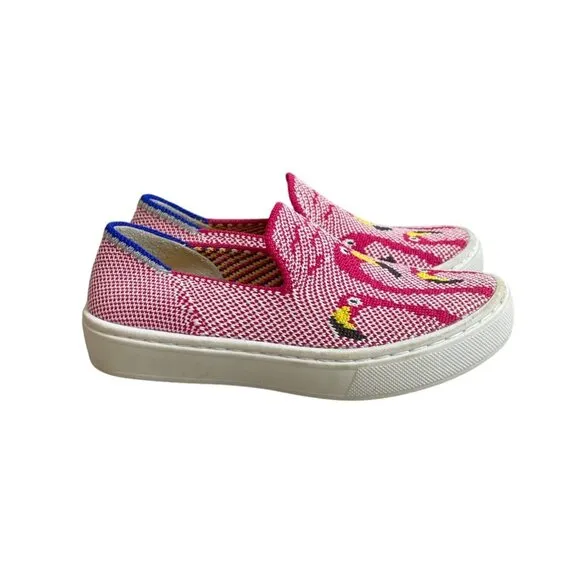 Rothys Toddler Girl’s Pink Flamingos Flat Shoes Sz 10