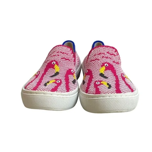 Rothys Toddler Girl’s Pink Flamingos Flat Shoes Sz 10