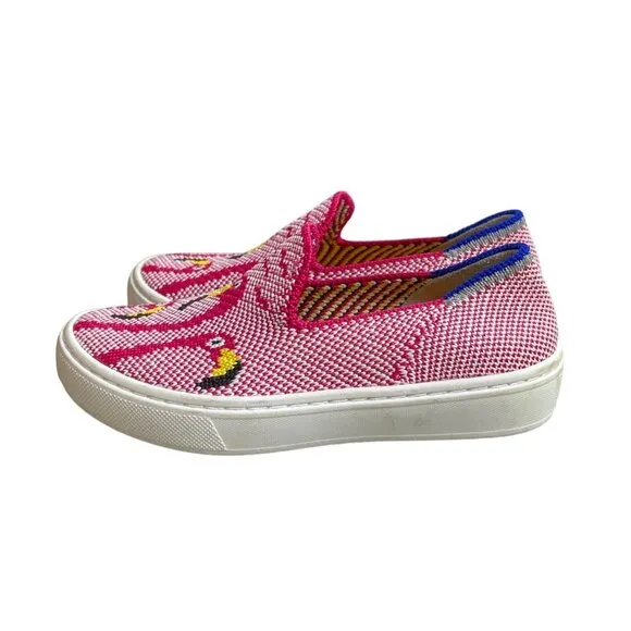 Rothys Toddler Girl’s Pink Flamingos Flat Shoes Sz 10