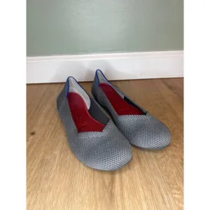 Rothy's Women 8.5 The Flat Knit Luxury Ballet Flat Gray Cobalt Preppy Washable