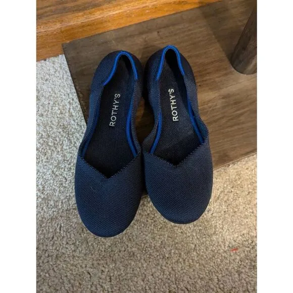Rothy’s The Flat Slip On Shoes Maritime Navy Blue Woman's Size 7 Round Toe