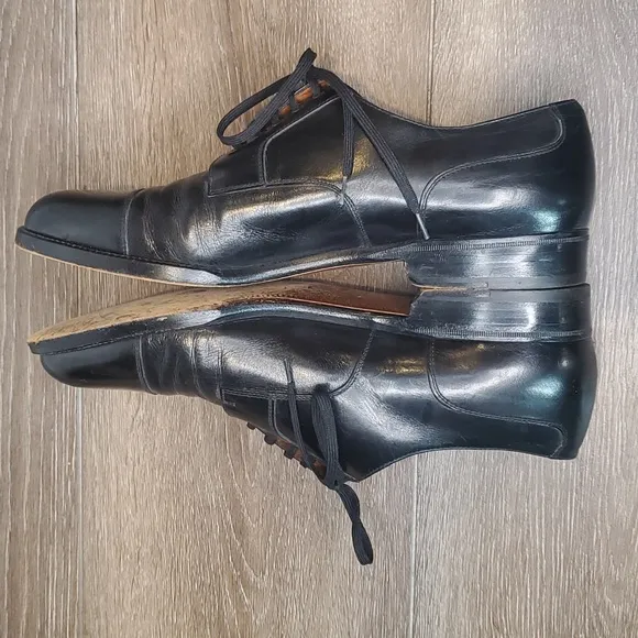 Salvatore‎ Ferragamo Cap Toe Black Oxford Shoes Men's 7 1/2 7.5 2E