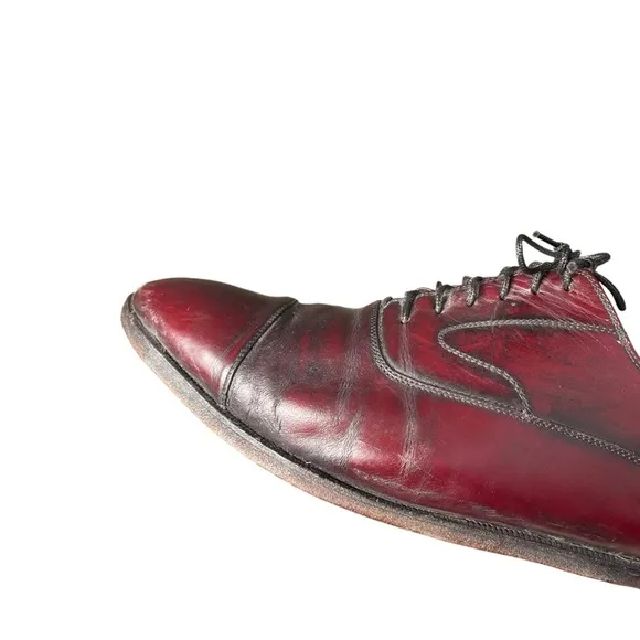 Salvatore Ferragamo Men’s Bordeaux Leather Cap Toe Lace Up Oxford Size 10 D