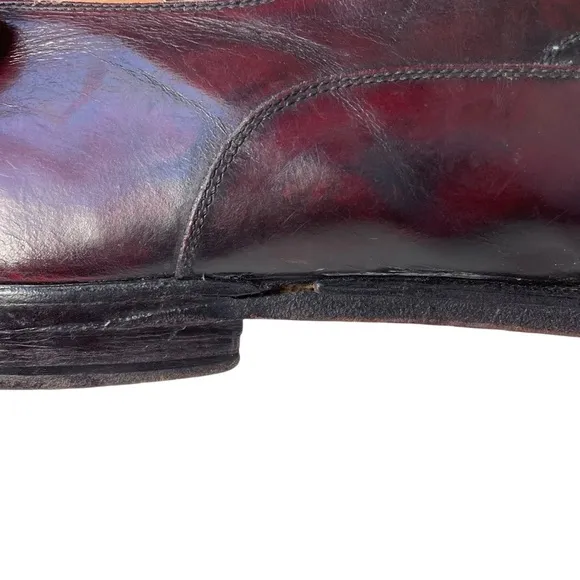 Salvatore Ferragamo Men’s Bordeaux Leather Cap Toe Lace Up Oxford Size 10 D