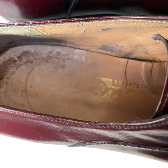 Salvatore Ferragamo Men’s Bordeaux Leather Cap Toe Lace Up Oxford Size 10 D