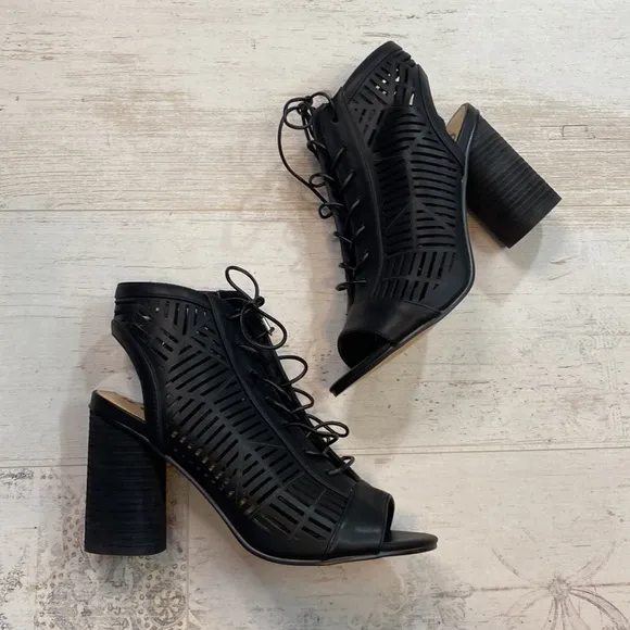 Sam Edelman Black Napa Rocco Peep Toe Shoes