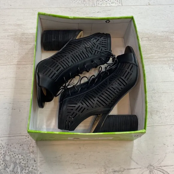 Sam Edelman Black Napa Rocco Peep Toe Shoes
