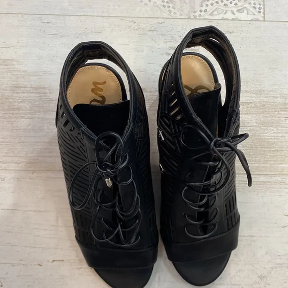 Sam Edelman Black Napa Rocco Peep Toe Shoes