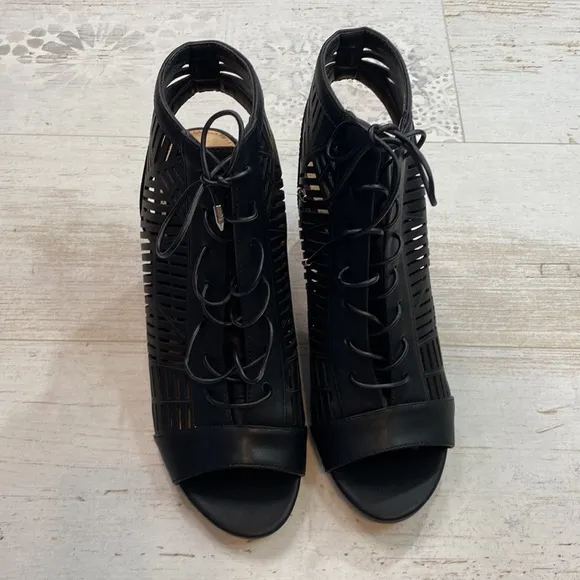 Sam Edelman Black Napa Rocco Peep Toe Shoes