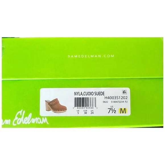 Sam Edelman Womens Brown Suede Nyla Slip On Clog Heels Sz 7.5 NIB