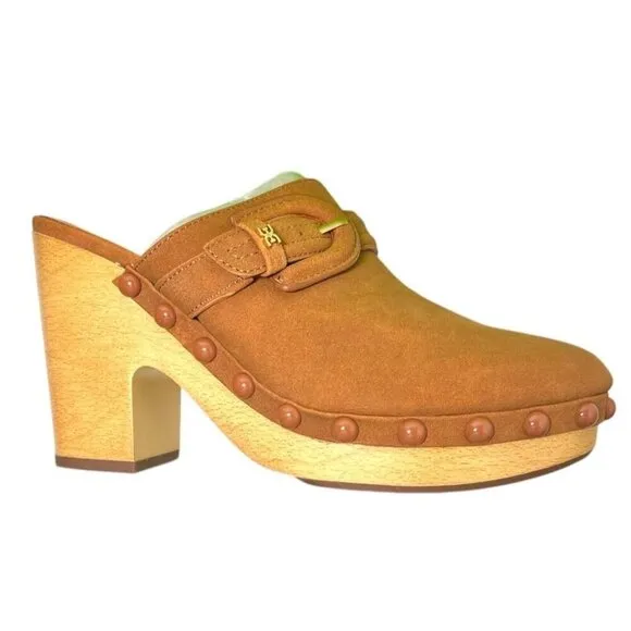 Sam Edelman Womens Brown Suede Nyla Slip On Clog Heels Sz 7.5 NIB