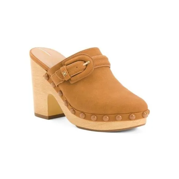 Sam Edelman Womens Brown Suede Nyla Slip On Clog Heels Sz 7.5 NIB