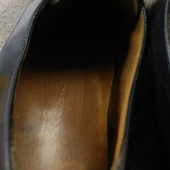 Santoni Prichard Apron Toe Oxford Shoes Mens Size 8.5 11927 Black Leather