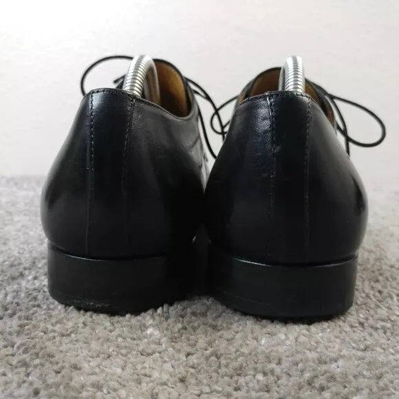 Santoni Prichard Apron Toe Oxford Shoes Mens Size 8.5 11927 Black Leather