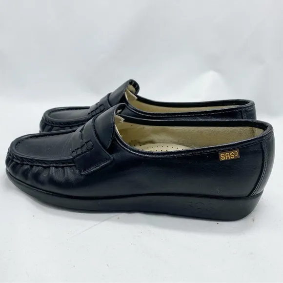 SAS Black Classic Penny Loafer Slip On Orthotic Shoes 7.5
