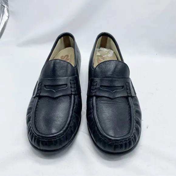 SAS Black Classic Penny Loafer Slip On Orthotic Shoes 7.5