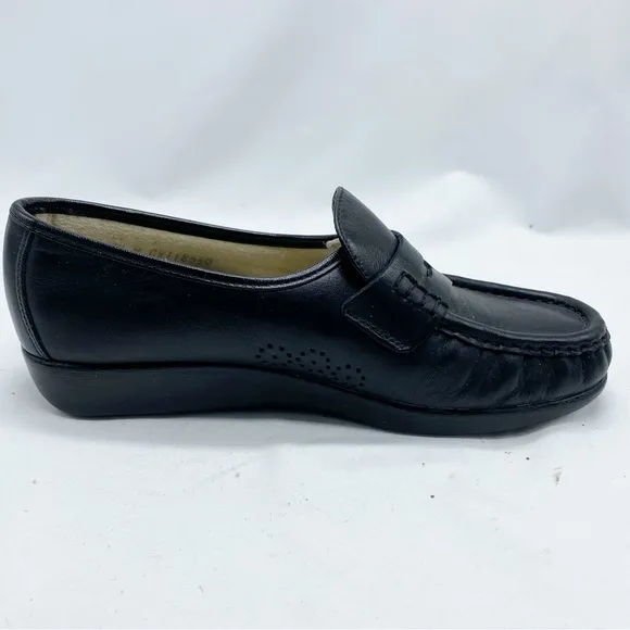 SAS Black Classic Penny Loafer Slip On Orthotic Shoes 7.5
