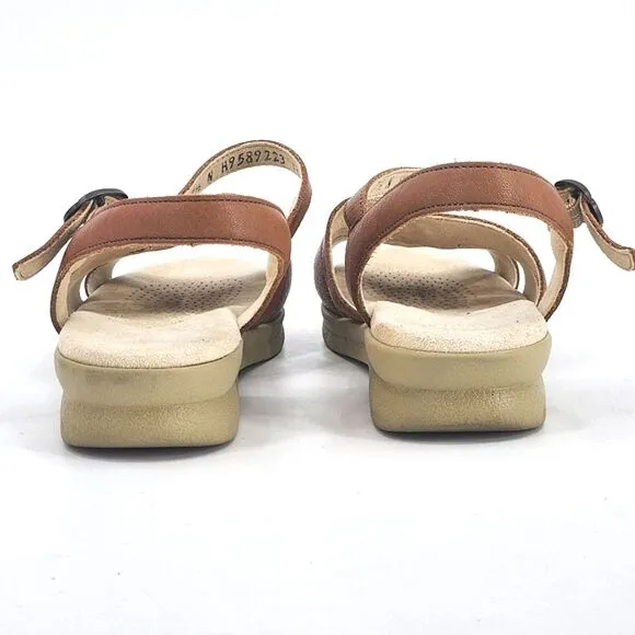 SAS Huarache Quarter Strap Sandals Women 7.5N Antique Tan Brown Embroidery Shoes