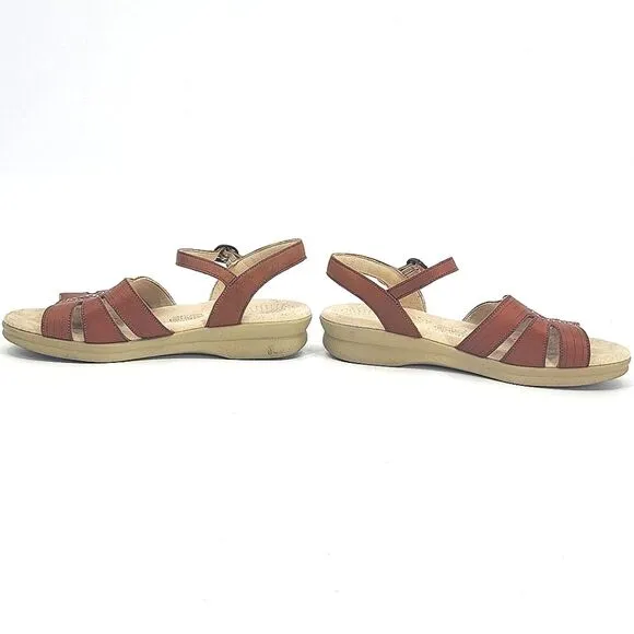 SAS Huarache Quarter Strap Sandals Women 7.5N Antique Tan Brown Embroidery Shoes