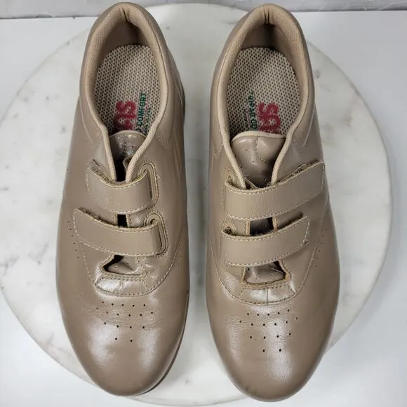 SAS Me Too Leather Sneakers Womens 9 WIDE Mocha EZ Straps Walking Comfort Shoes