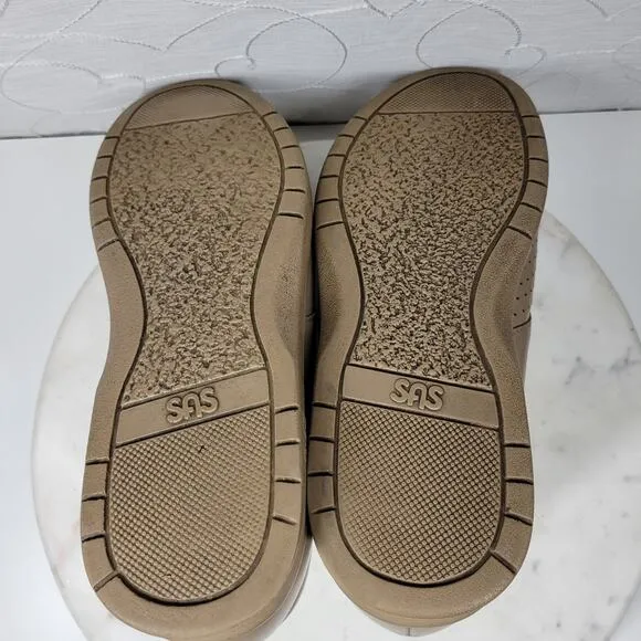 SAS Me Too Leather Sneakers Womens 9 WIDE Mocha EZ Straps Walking Comfort Shoes