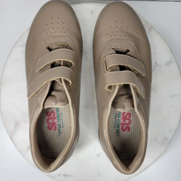 SAS Me Too Leather Sneakers Womens 9 WIDE Mocha EZ Straps Walking Comfort Shoes