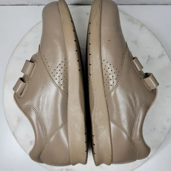 SAS Me Too Leather Sneakers Womens 9 WIDE Mocha EZ Straps Walking Comfort Shoes