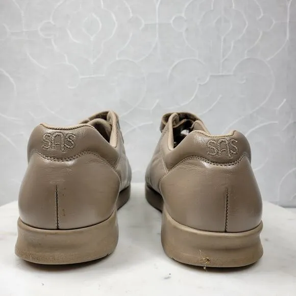 SAS Me Too Leather Sneakers Womens 9 WIDE Mocha EZ Straps Walking Comfort Shoes