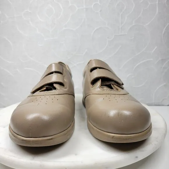 SAS Me Too Leather Sneakers Womens 9 WIDE Mocha EZ Straps Walking Comfort Shoes
