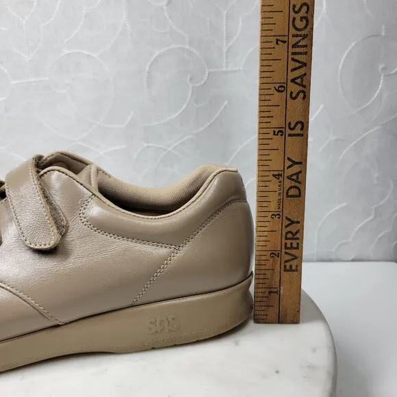 SAS Me Too Leather Sneakers Womens 9 WIDE Mocha EZ Straps Walking Comfort Shoes