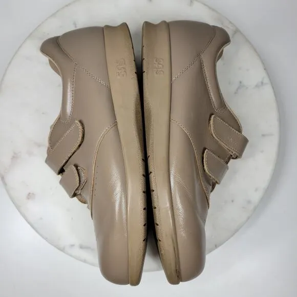 SAS Me Too Leather Sneakers Womens 9 WIDE Mocha EZ Straps Walking Comfort Shoes
