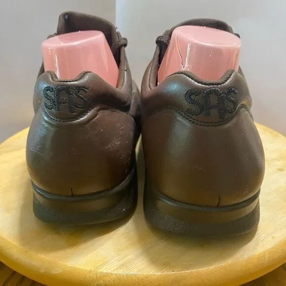 SAS Time Out Brown Leather Tripad Comfort Diabetic Walking Oxfords Men's Sz 10