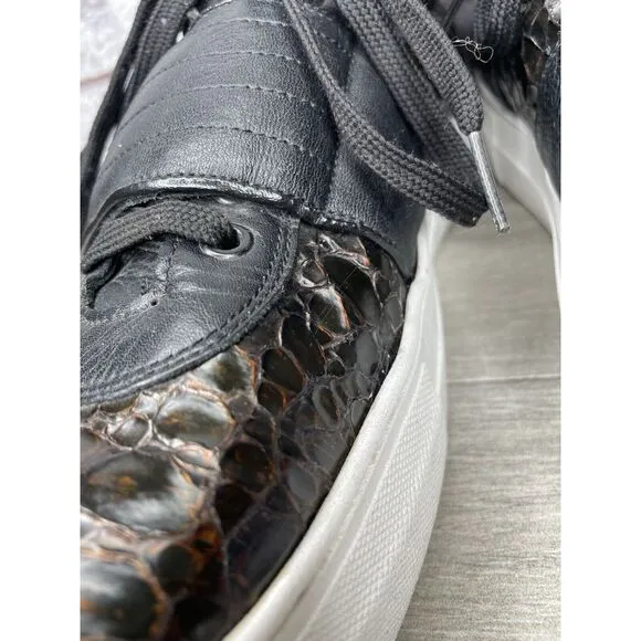 Savio Barbato Brown Patent Croc Embossed High Top Strap Sneakers Men Sz 45EU/12M