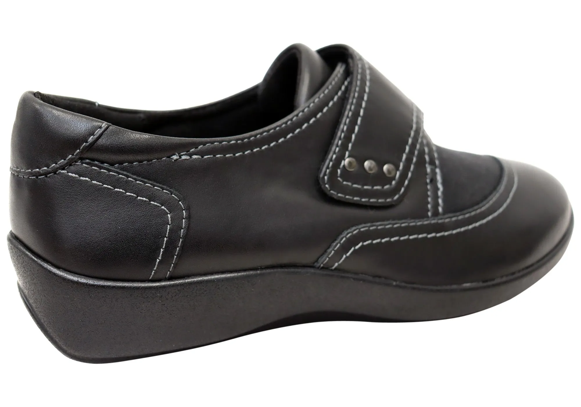 Scholl Orthaheel Karley Womens Leather Comfort Adjustable Strap Shoes