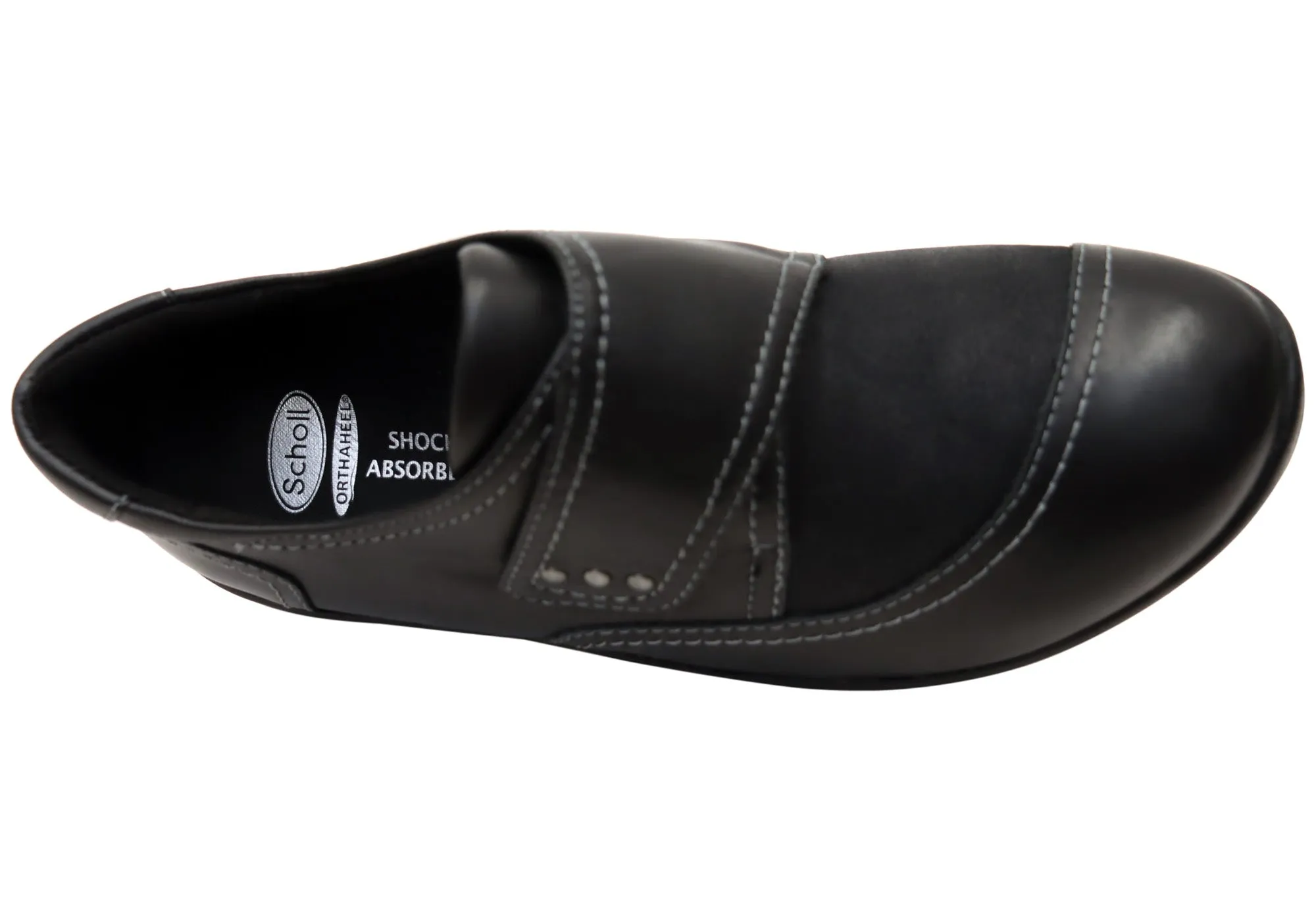 Scholl Orthaheel Karley Womens Leather Comfort Adjustable Strap Shoes