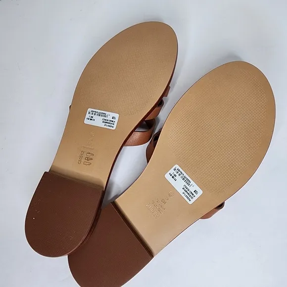 Schutz Pheonix Womens Flat Leather Sandals In Brown Size 10