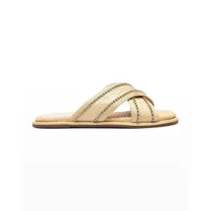Schutz Womens Size 9.5 Carlotta Embroidered Crystal Slide Sandal Shoes