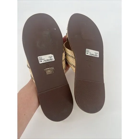 Schutz Womens Size 9.5 Carlotta Embroidered Crystal Slide Sandal Shoes